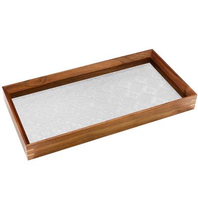 China Creative Embossed Wood Storage Tray Serving Tray Living Room Food Eco-friendly Retro Rectangle Glass Home Dish Nut Fruit for sale