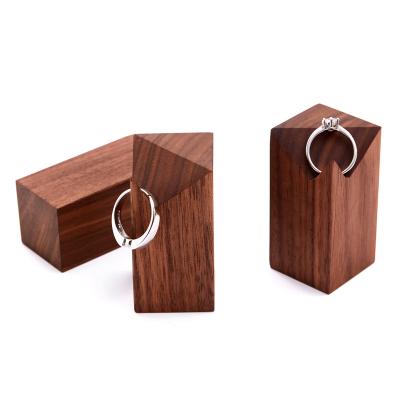 China Natural Ring Display Stands Wooden Jewelry Display Stand Square Column Ring Holders for sale