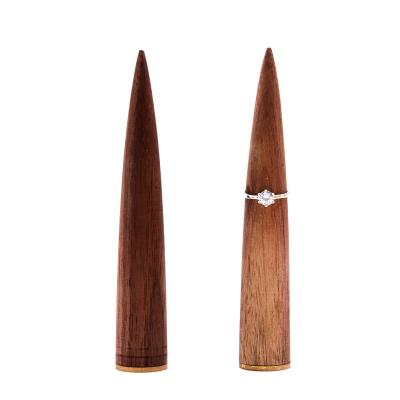 China Fashionable Creative Wood Ring Holder Jewelry Display Cone Ring Holders Wooden Design for sale