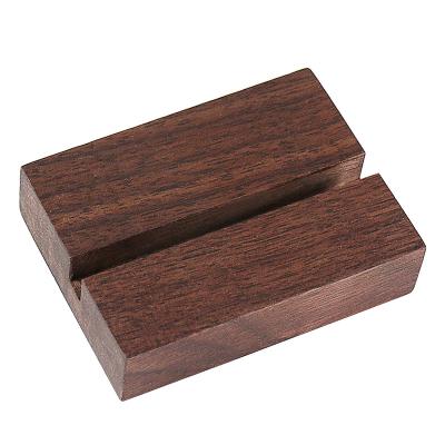 China Eco-friendly Small Black Walnut Card Holder Wooden Sign Holder Acrylic Menu Holder for sale