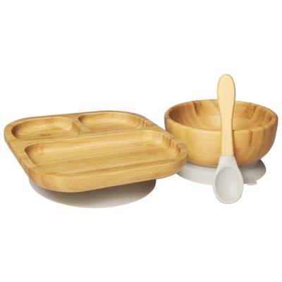 China Baby Silica Gel Suction Cup Bamboo BPA Free Super Warm Bamboo Baby Dish Bowl Dish: Dia.13.7cm/Plate: 18x18cm/spoon: 14cm for sale