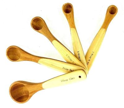 China Sustainable Kitchen Cooking Bamboo Wooden Cups, Set of 5 for sale