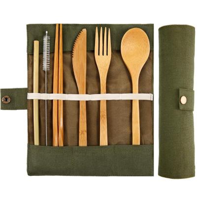 China Sustainable Eco Friendly Flatware Set Bamboo Utensils and Cutlery Set Camping Travel Bamboo Utensils Utensils Set for sale