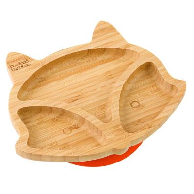 China BPA Free Baby Toddler Fox Cub Suction Dish Eco-Friendly BPA Free Bamboo Baby Dish for sale