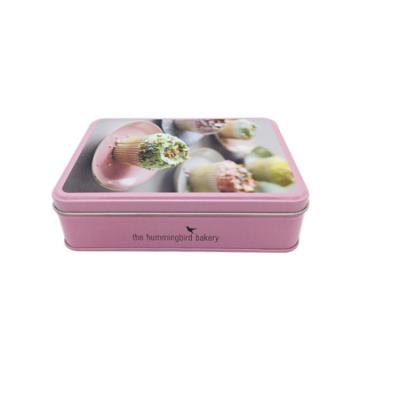 China Cake Tin Box Custom CMYK Printing Food Grade Cookies Tin Packaging Rectangle Cake Tin Box for sale