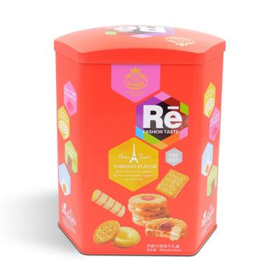 China Assorted Cookies Tin Tin Box For Biscuits Packaging Custom Metal 2020 Cookies OEM Food Grade Tin Sexangle Assorted Biscuits Tin for sale