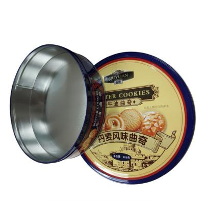 China Custom Printed Cookie Cookie Full Tins Empty Round Sweet Cookie Tin Packaging Cookie Box Tin for sale