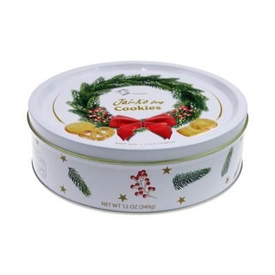 China Custom Passed Cookie LFGB Trial High Quality Food Grade Empty Round Cookie Metal Cookie Tin Box for sale