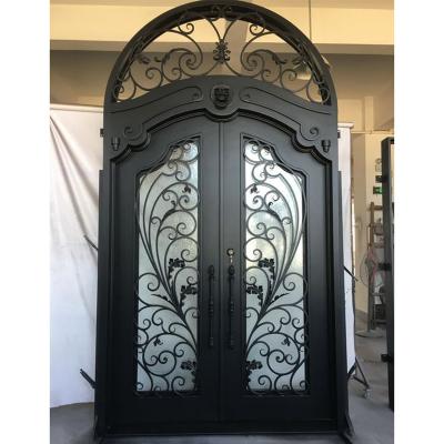 China Modern Guaranteed Quality Steel Iron Security Door Iron Doors Wrought Iron Exterior French Doors for sale