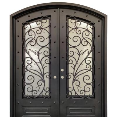 China Modern Wrought Iron Exterior Door Iron French Doors Security Exterior Door for sale