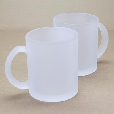 China 2022 Viable New Wholesale High Quality DIY Frosted Heat Transfer Printing Blanks Sublimation Glass Mug With Handle for sale