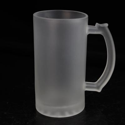 China 2022 Viable New Wholesale High Quality DIY Frosted Heat Transfer Printing Blanks Sublimation Beer Glasses With Handle for sale