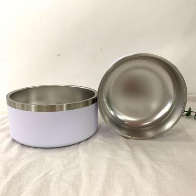 China Sustainable 64oz Dog Cat Pet Food Water Container Dish No Spill Non-Slip Stainless Steel Food Water Dish With Rubber Base for sale