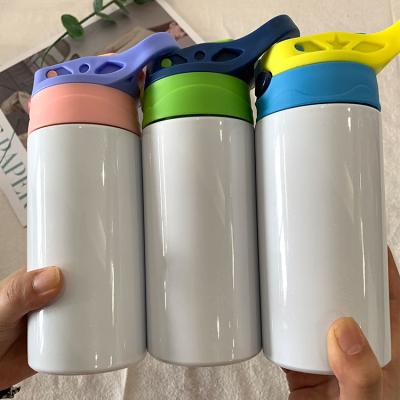 China Unbreakable Sports Stocked Untapered All Upright 350ml Heat Transfer DIY Vacuum Kids Sublimation Kids Flip Top Tumbler for sale