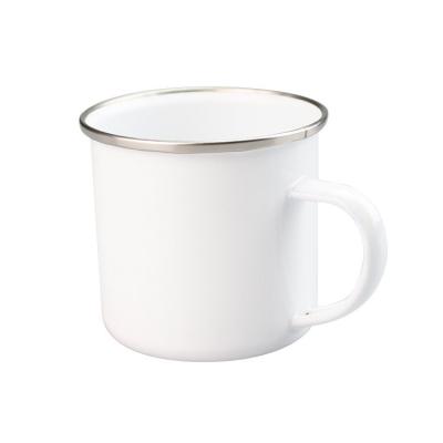 China 10oz Stocked Coated High Quality Sublimation Blanks Custom Enamel Mugs Heat Press Enamel Tea Mug With Handle for sale