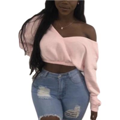 China Wholesale Logo Women Tops Sexy Shirt Club Custom Anti-Wrinkle Plain Long Sleeve Pink Crop Top for sale