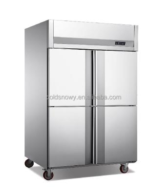 China Single-Temperature Double Door Stainless Steel Upright Restaurant Commercial Kitchen Refrigerator and Freezer for sale