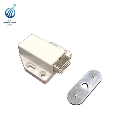 China Easy Installation White Round Head Double Magnetic Hook Latch For Cabinet Cupboard for sale