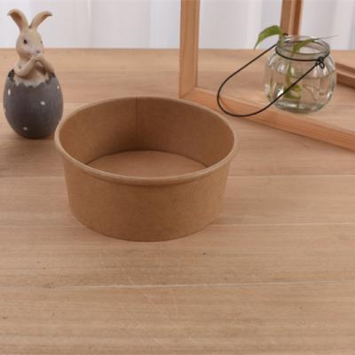 China Disposable Greaseproof 750ml Food Grade Kraft Paper Salad Bowl Wrapper For Salad And Snack for sale