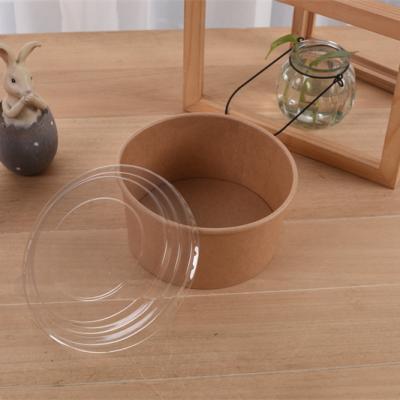 China Greaseproof 500ml Food Grade Kraft Paper Disposable Salad Bowl for sale