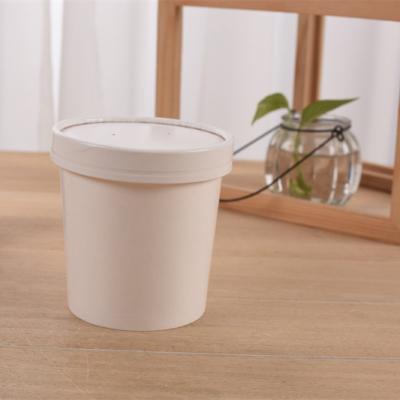 China 8oz 250ml Disposable White Type Double PE Coated Paper Soup Bucket With Paper Lids For Takeout Food Container for sale