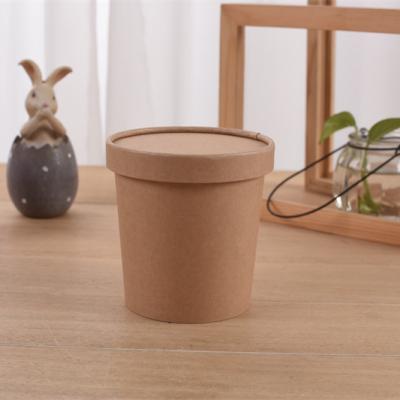 China 8oz 250ml Handmade Paper Soup Bucket Packaging Packing For Takeout Food Container for sale