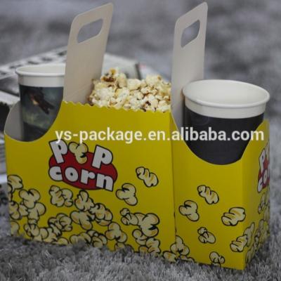 China New Recycled Materials Design Handle Box Body 85oz Paper Popcorn Box for sale