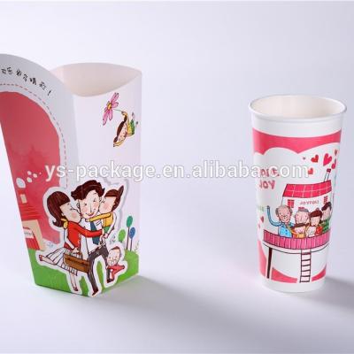 China New Recycled Materials Patter Design 46oz Folding Paper Popcorn Box With Paper Cup for sale