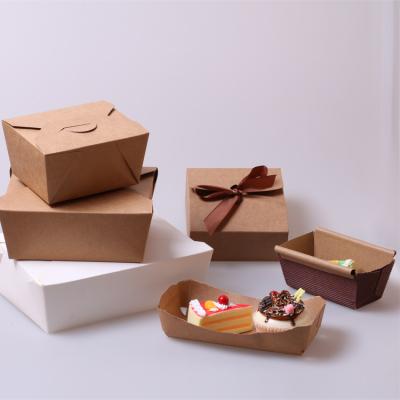 China Recycled Materials Disposable Easy Use Square Snack Kraft Paper Bottom Box For Food for sale