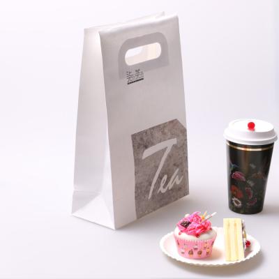 China Disposable High Quality Customized Food Grade White Kraft Paper Bag for sale