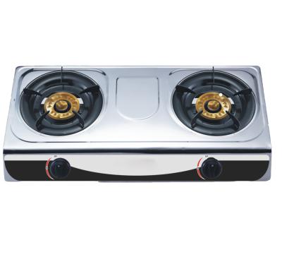 China Factory Wholesale Straight Pipe Gas Directly Cooking 2 Burner Stainless Steel Panel Gas Stove for sale