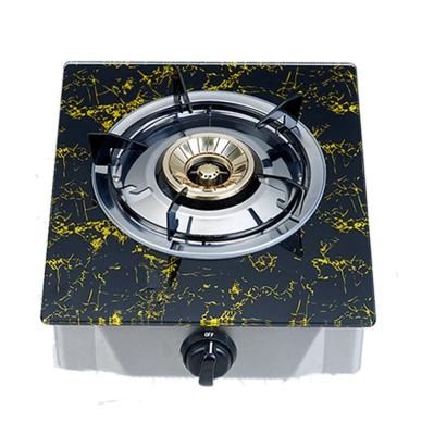 China Hotel low price kitchen cooktop single burner tempered glass panel gas stove with flower panel for sale