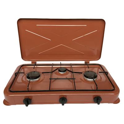 China With lid cooking appliances table top gas cooker 3 burner kitchen hob gas stove portable cooktops with lid for sale