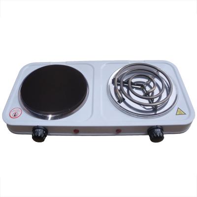 China Adjustable Temperature Travel Coil and 1000W Electric Cooker Double Hot Plate 2 Hot Plate Food Hot Plate Cast Iron Portable Cooktops Stove for sale