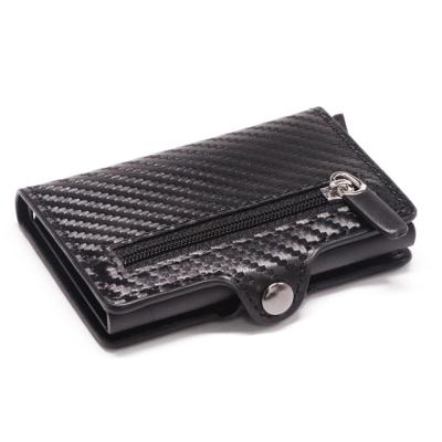 China Protective RFID For Cards High Quality Carbon Fiber Leather Protective Smart RFID Wallet Case For Cards And Cash for sale