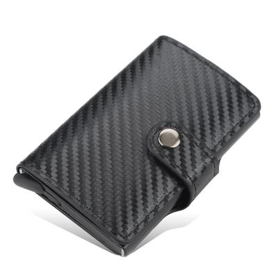 China RFID Protector for New Design Carbon Fiber Card Wallet RFID Card Wallet Cheap High Quality Leather Protective Smart Wallet Case for Cards and Cash for sale