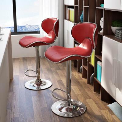 China Lounge Adjustable Soft Leather Swivel Bar Chair High Upholstered Club Chair Bar Stool Chair (Height) for sale