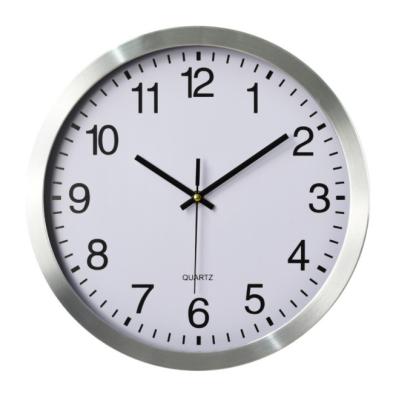 China Antique Style Custom Company Name Quartz Round Wall Clock Aluminum Metal for sale