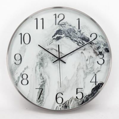 China Steel frame + quartz clock marble stone decorative wall for sale