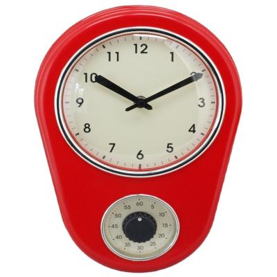 China 2021 Vintage Style Quartz Time Alarm Timer Kitchen Wall Clock Antique Modern Home Room Decor Digital Reading Pendulums Decorate for sale