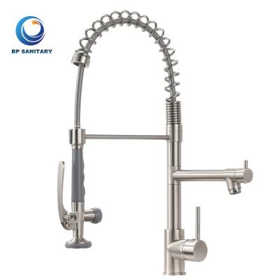 China Pull Out Spray Hot Selling Single Handle Brushed Stainless Steel Pull Down Kitchen Sink Faucet Taps Mixer Taps With Pull Down Sprayer for sale