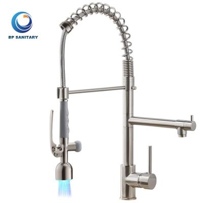 China Pull Out Spray Single Handle Pull Down Spring Spout Mixers Tap Brass Faucets For Kitchen Sink Kitchen Pull Out Faucets Gold Brushed Kitchen Faucet for sale