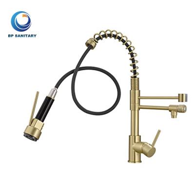 China Pull Out Spray Quality Luxury Black And Gold Brass Online Shopping Pull Out Faucet Sprayer Digital Spring Kitchen Sink Brass Faucet for sale