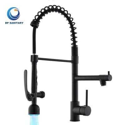 China Pull Out Contemporary High End Spray OEM Custom Deck Mounted Brushed Nickel Copper Silver Gold Black Spring Kitchen Faucet for sale