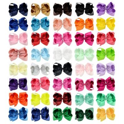 China 6 Inch Big Large Knot Hair Bow Alligator Platypus Metal Hair Bow Grosgrain Ribbon Clips Barrettes For Baby Toddlers Kids for sale