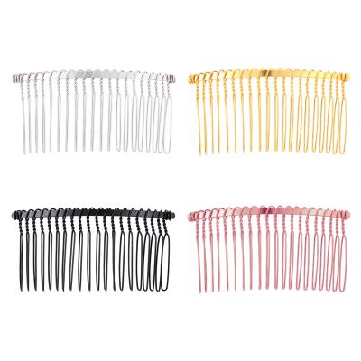 China Long Teeth Comb Wholesale Custom Metal Silver Black Hair Stand Updo Headpiece Veil Wedding Gold Waist Side Comb With Long Teeth For Women for sale