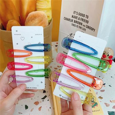 China Clear Transparent Triangle Acrylic Resin Candy Color Hairpins Platypus Alligator Barrettes Plastic Hairpins Grabs Hair Clips For Women for sale