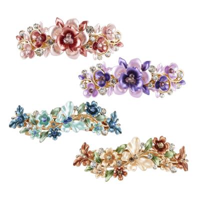 China Crystal Rhinestone Pearl Glitter Sparkly Leaf Hair Clip Flower Metal Snap Hair Clips Delicate Floral Hair Clips Hair Clip For Women for sale