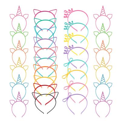 China Plastic Circles Hair Plastic Circles Cartoon Halloween Christmas Birthday Party Cat Ear Unicorn Horn Crown Cross Bands Headband with Teeth for Kids Women for sale