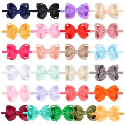 China Wholesale Soft Baby Elastic Headband Bow Solid Color Nylon Headband Hair Accessories for Babies Toddlers Kids for sale